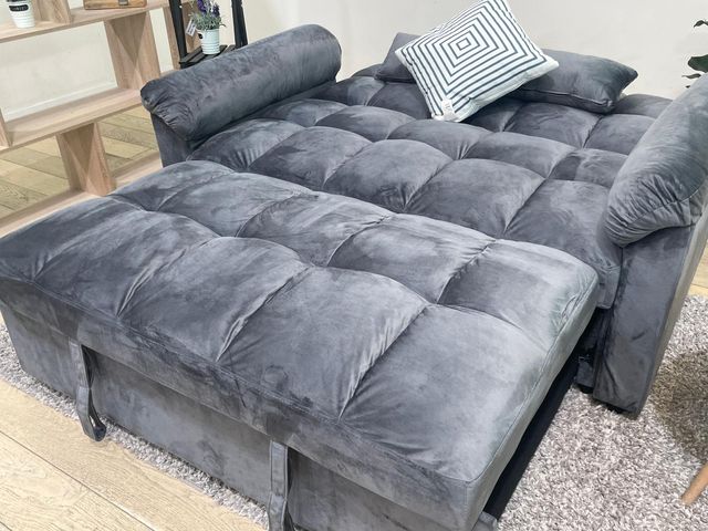 Sofa cama tapizado terciopelo gris NUEVO