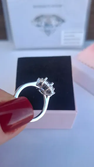 Anillo Moissanita Negra Real Plata