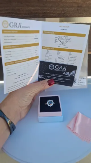 Anillo Moissanita Negra Real Plata