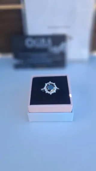 Anillo Moissanita Negra Real Plata