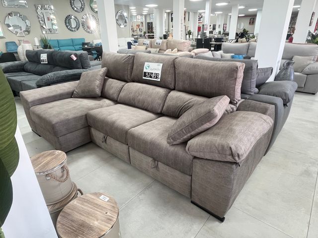 Divano letto in tessuto marrone/grigio