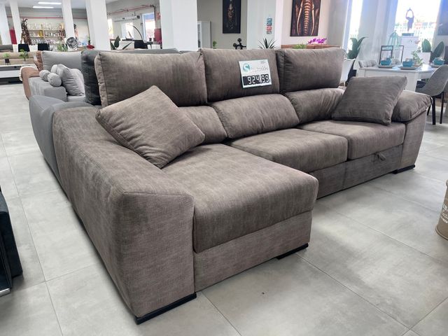 Divano letto in tessuto marrone/grigio