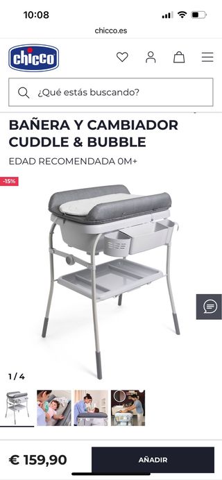 Bañera y cambiador Chicco Cuddle & Bubble