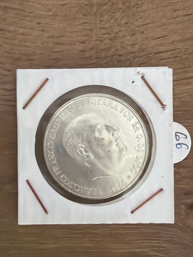 Moneda Plata 100 pesetas Franco 1966,estrella 66,