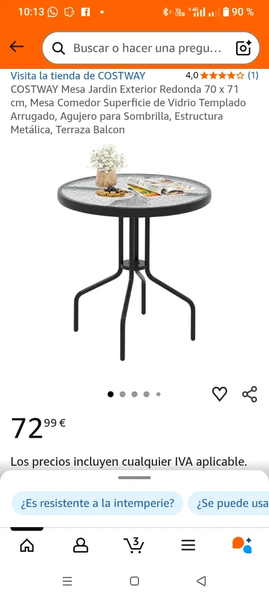 Tavolo rotondo da giardino in vetro temperato