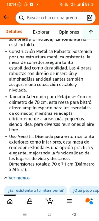 Mesa redonda jardín vidrio templado