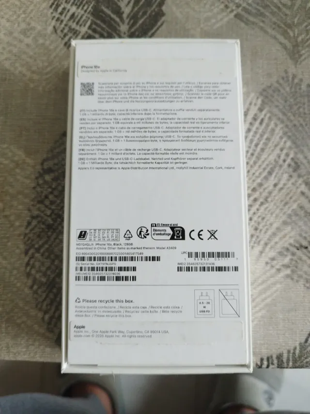 iPhone 16e 128GB Negro Nuevo