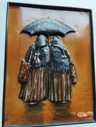 Cuadro 3D Figuras Bajo Paraguas