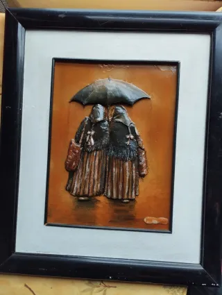 Cuadro 3D Figuras Bajo Paraguas