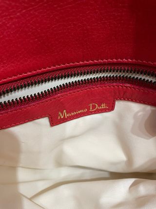 Bolso Piel Massimo Dutti Beige/Blanco/rojo