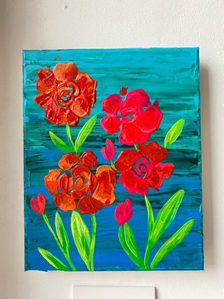 Quadro acrilico fiori su tela