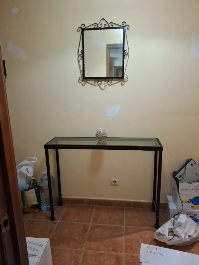 Mesa consola entrada cristal y metal