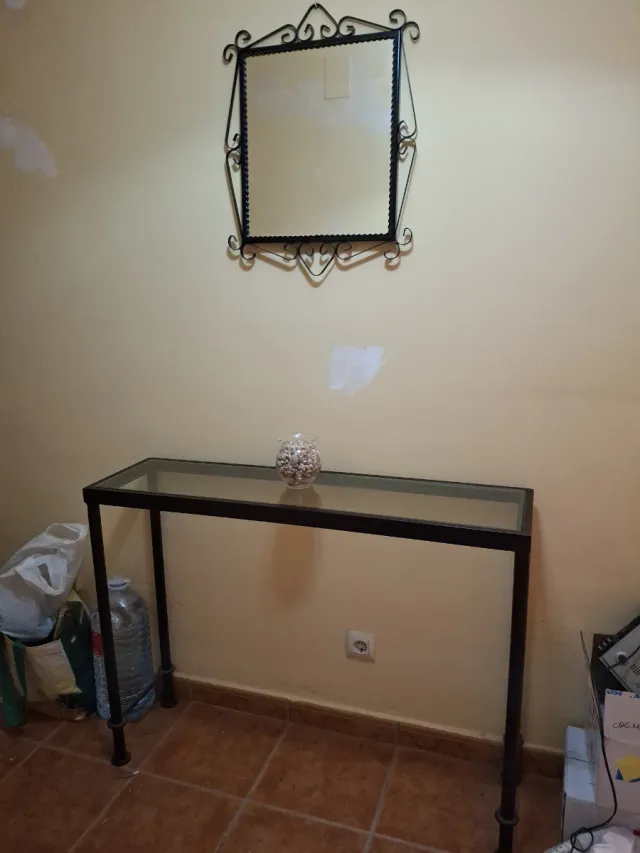 Mesa consola entrada cristal y metal