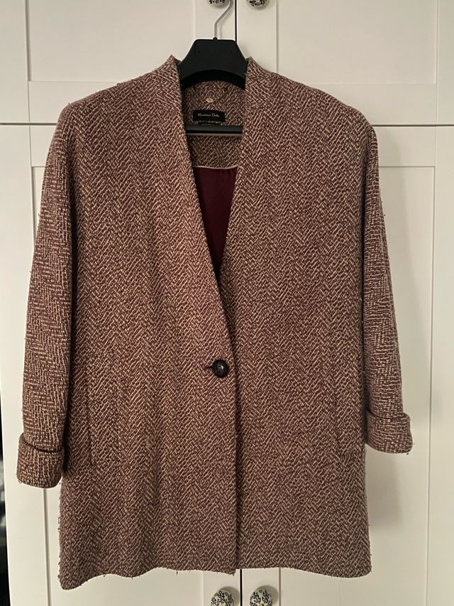 Abrigo Massimo Dutti Lana Granate Talla M