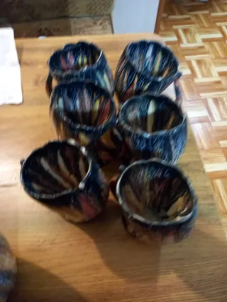 Juego Jarra y Vasos Cuerno/Hueso Cerámica