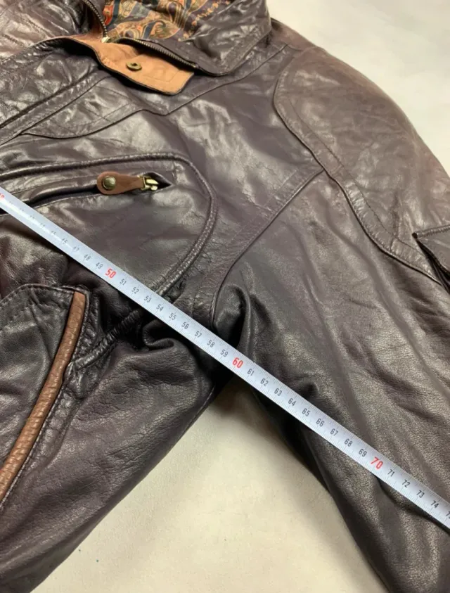 Chaqueta Bomber Cuero Vintage Marrón.M.