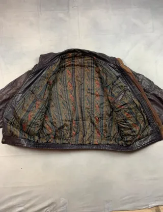 Chaqueta Bomber Cuero Vintage Marrón.M.