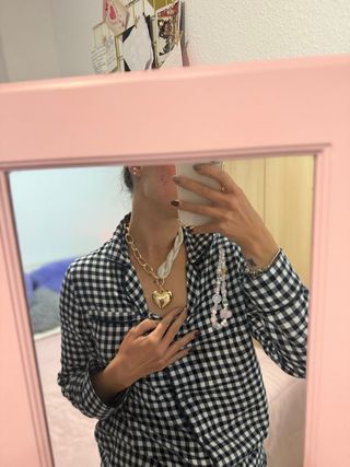 Collar Corazón Dorado y Blanco