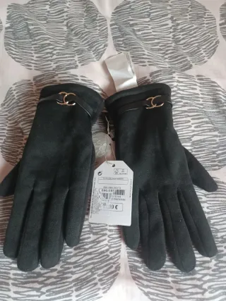 Guantes negros mujer talla única.