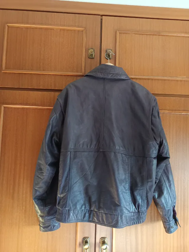 Chaqueta Bomber Cuero Marrón Talla L