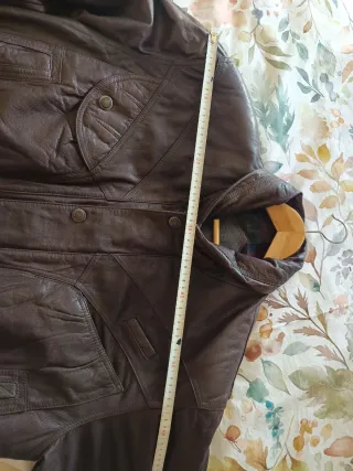 Chaqueta Bomber Cuero Marrón Talla L