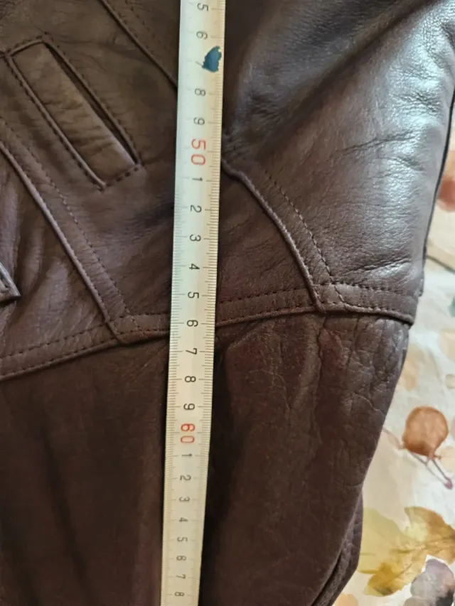 Chaqueta Bomber Cuero Marrón Talla L