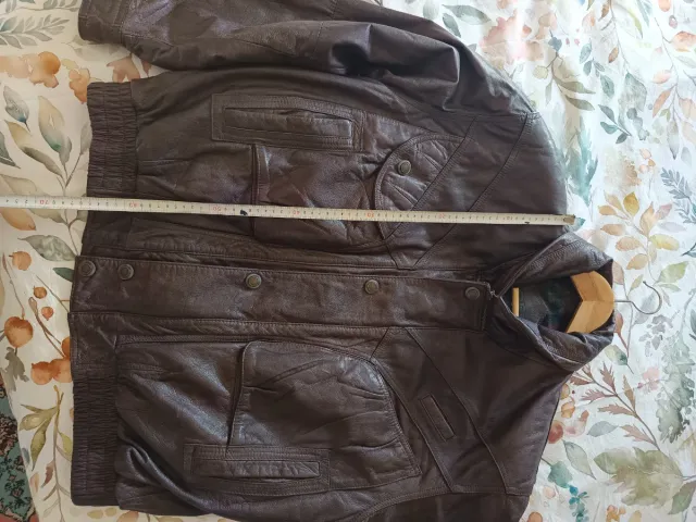 Chaqueta Bomber Cuero Marrón Talla L