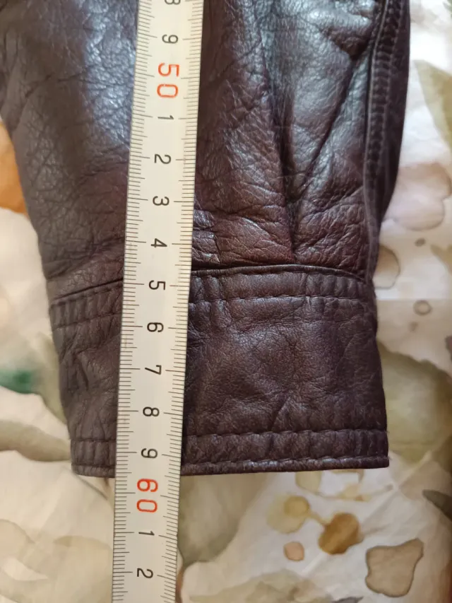 Chaqueta Bomber Cuero Marrón Talla L