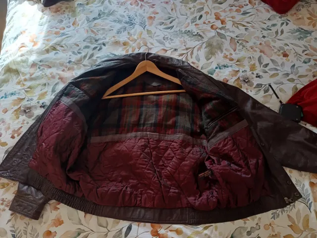 Chaqueta Bomber Cuero Marrón Talla L