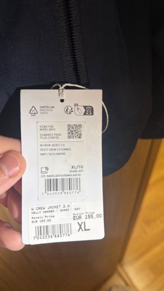 Helly Hansen W crew jacket 2.0 Azul Talla XL