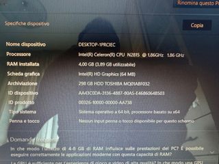 Notebook Asus Celeron 4GB RAM 298GB