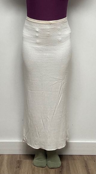 Falda larga recta punto beige