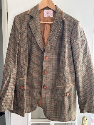 Chaqueta clásica cuadros marrón