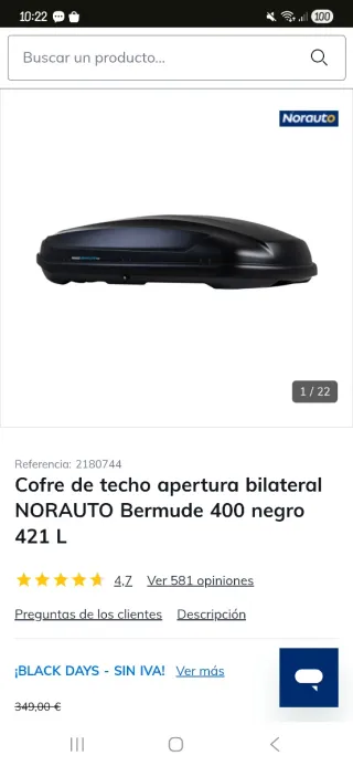 Cofre de techo baul apertura bilateral 421L