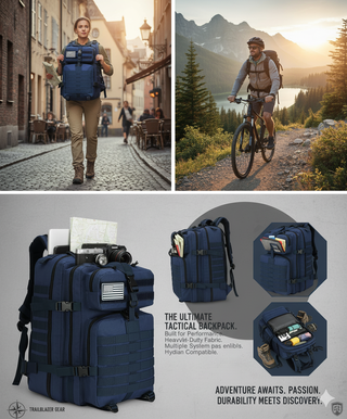 Mochila Táctica Militar 50L Azul + 2 Parches