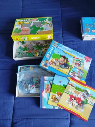 Puzzles Babar 60 piezas y Paw Patrol 3 puzzles