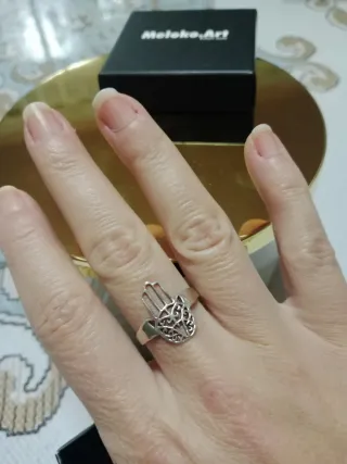 Anillo Mano de Fátima Plata