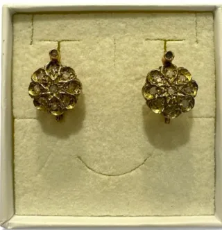 Pendientes Oro 12kt ,vistas plata y Diamantes Anti