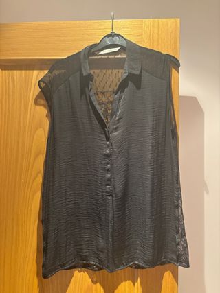 Blusa Zara Negra Transparente