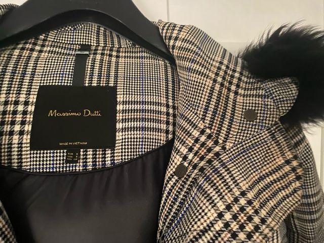 Abrigo Plumas Massimo Dutti Príncipe de Gales