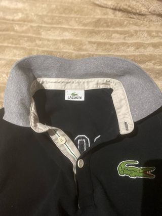 Polo Lacoste Negro Gris Talla L