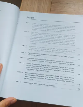Temario específico de opo para Tec. Farmacia.