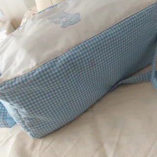 Canastilla y bolsa bebé azul cuadros