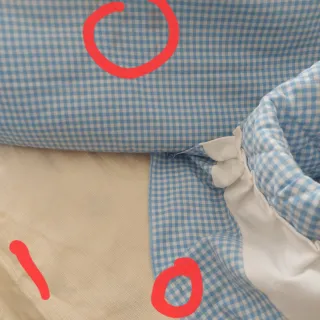 Canastilla y bolsa bebé azul cuadros