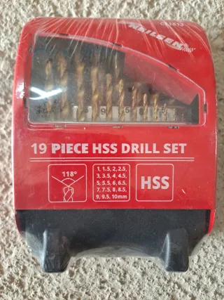 Juego 19 brocas HSS Nielsen 1-10mm