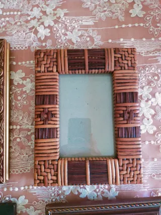 4 Marcos de Fotos Madera y Mimbre