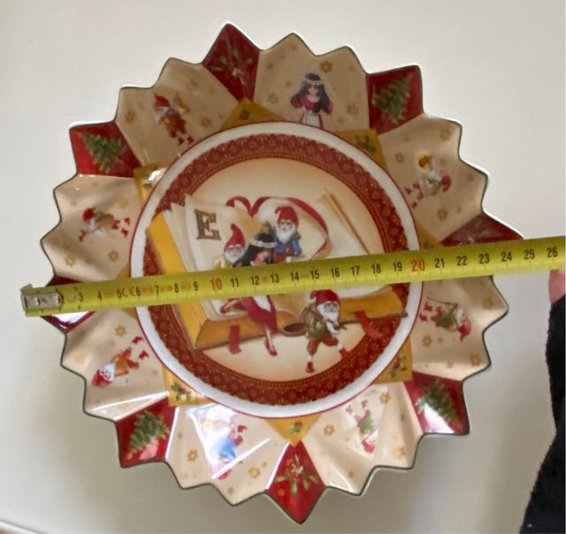 Piatto decorativo natalizio con gnomi