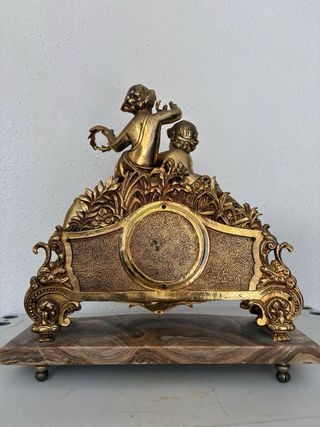 Reloj de sobremesa bronce y cerámica vintage