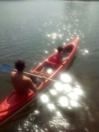 Canoa C2 de fibra roja