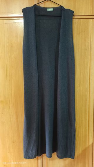 Vestido azul con hojas y chaqueta L